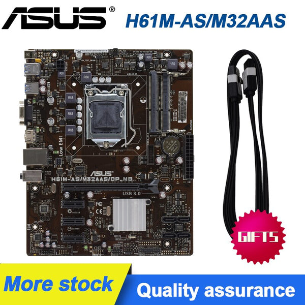 Оригинальный ASUS H61M-AS/M32AAS/DP_MB 1155 pin H61 PC Материнская плата Ноутбук Память Оригинальный набор материнских плат для настольных ПК 