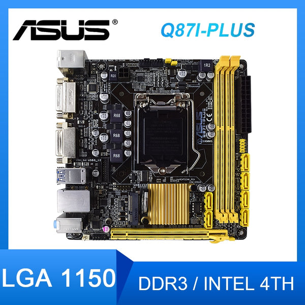 Оригинальная материнская плата ASUS Q87I-PLUS для настольных ПК LGA 1150 DDR3 с поддержкой процессоров Intel 4-го поколения Intel H87 Mini-ITX DVI материнская плата 