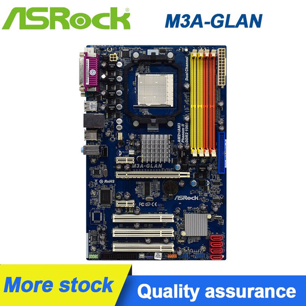 Para placa base de escritorio AsRock M3A-GLAN Socket AM2/AM2 +/AM3 AMD 480X USB2.0 SATA II PCI-E X16 16GB placa base usada 
