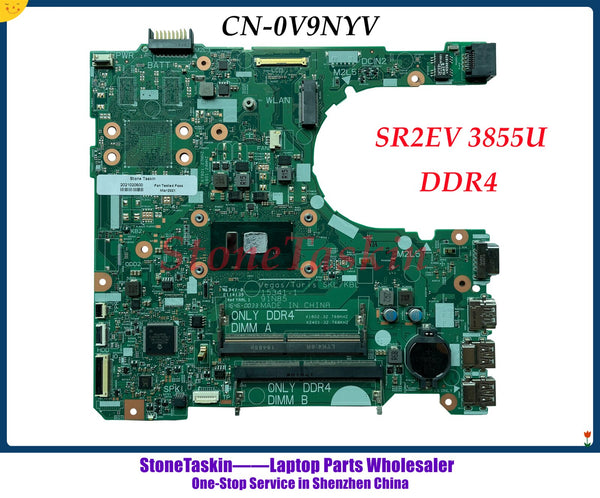 StoneTaskin High quality CN-0V9NYV For DELL 3568 Laptop motherboard With SR2EV 3855U 0V9NYV V9NYV 91N85 DDR4 Mainboard 100% Tested