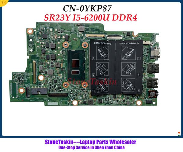 High quality For Dell Inspiron 13 5368 7368 5568 7569 7778 Laptop Motherboard SR23Y I5-6200U 15296-1 CN-0YKP87 YKP87 Tested