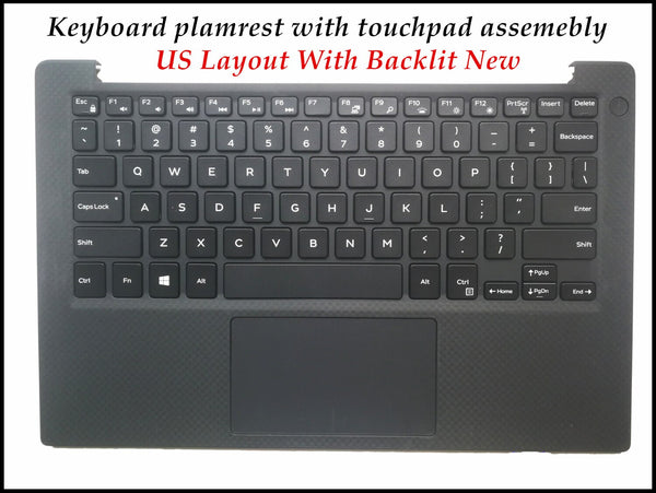 Teclado para portátil de alta calidad StoneTaskin para DELL XPS13 9343, teclado con reposamanos, diseño de EE. UU. con 100% retroiluminado probado 