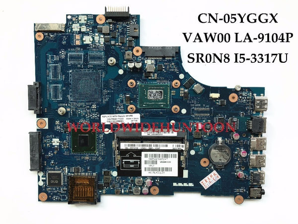 High quality VAW00 LA-9104P for Dell Inspiron 3521 5521 laptop Motherboard CN-05YGGX 5YGGX SR0N8 I5-3317U DDR3L Fully Tested