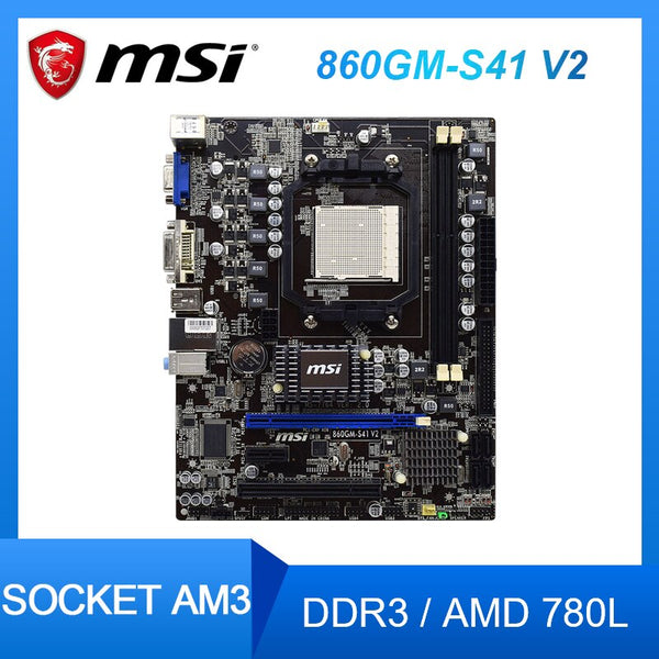 Оригинальная материнская плата MSI 860GM-S41 V2 для настольных ПК с разъемом AM3 DDR3 8 ГБ PCI-E 2,0 USB2.0 AMD 780L поддерживает процессор Phenom II Athlon II Micro ATX 