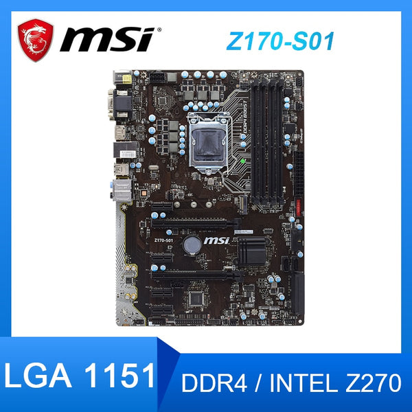Original MSI Z170-S01 Desktop Motherboard LGA 1151 DDR4 RAM 64GB Intel Z170 Z170M Core I7/i5/i3 cpus M.2 ATX 99 new Motherboard