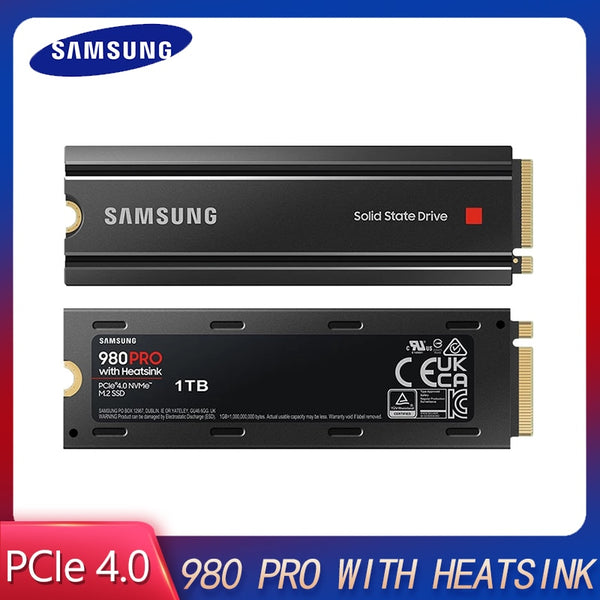 New Samsung 980 PRO SSD with Heatsink 2TB 1TB PCIe Gen 4 NVMe M.2 Internal Solid State Hard Drive Heat Control PS5 Compatible