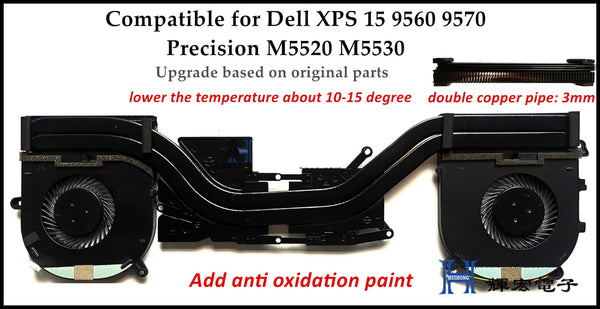 StoneTaskin новый бесшумный радиатор охлаждения процессора ноутбука для Dell XPS DELL XPS15 9560 9570 M5520 M5530 радиатор в сборе обновленная версия протестирована 