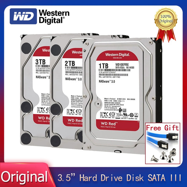 Оригинальный Western Digital WD Red NAS 4 ТБ 6 ТБ 3 ТБ 3,5 "Внутренний жесткий диск HDD SATA 6 ГБ/сек. 2 ТБ 1 ТБ SATA 64 МБ кэш-диск для настольных ПК