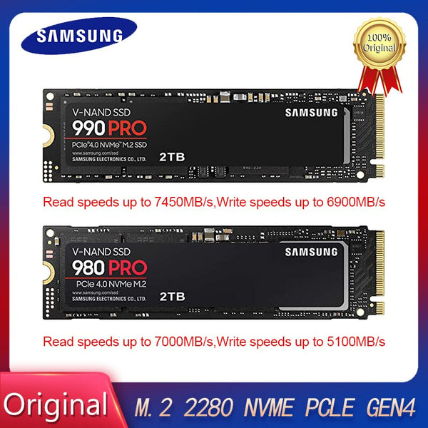 SAMSUNG 990 980 PRO SSD 1 ТБ 2 ТБ NVMe PCIe 4.0 Gaming M.2 Внутренний твердотельный жесткий диск Карта памяти Термоконтроль