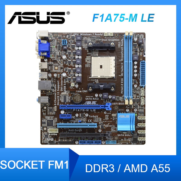 Socket FM1 ASUS F1A75-M LE Desktop Motherboards AMD A55 DDR3 ram 32GB AMD A8/A6/A4/E2 cpus PCI-E 2.0 USB2.0 uATX Motherboards