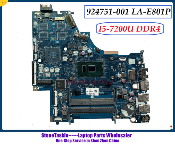 StoneTaskin 924751-001 For HP Pavilion 15-BS 250 G6 Laptop Motherboard MB CSL50 CSL52 LA-E801P With I5-7200U CPU DDR4 RAM Tested