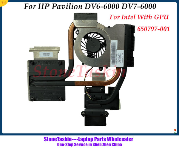 StoneTaskin High quality CPU Cooler 650797-001 For HP Pavilion DV6-6000 DV7-6000 Laptop Heatsink Cooling Fan Intel W GPUTested