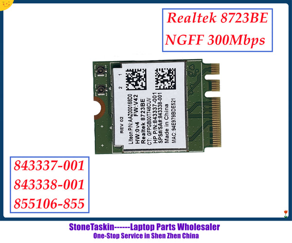 StoneTaskin Wireless Adapter for HP Realtek RTL8723BE 802.11N WiFi Card Bluetooth 4.0 NGFF Card SPS 843338-001 300MbpsTested