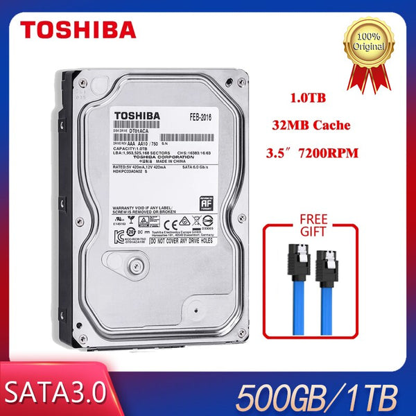 Toshiba 1TB 500GB desktop computer 3.5&quot; internal mechanical hard disk SATA2/SATA3 6Gb/s hard disk HDD 7200RPM 32MB buffer