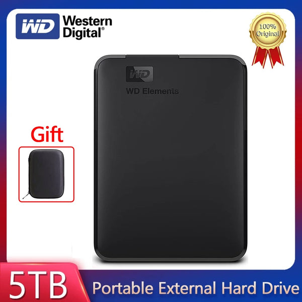 Портативный внешний жесткий диск Western Digital WD 5 ТБ Elements USB 3.0 5T HDD, совместимый с ПК Mac PS4 и Xbox 