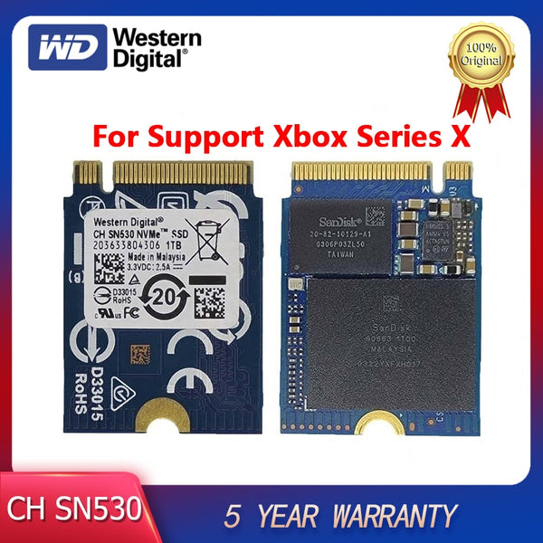 Western Digital WD CH SN530 SSD 1 ТБ 512 ГБ M.2 PCIE 4.0X2 2230 твердотельный накопитель для поддержки расширенных игр Xbox Series X/S 