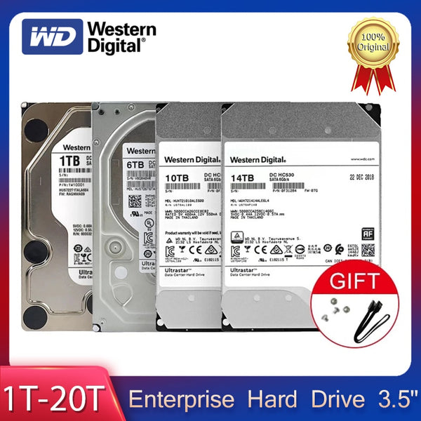 Western Digital WD Enterprise Hard Drive 3.5&quot; 8T 10TB 14TB 16T 20T SATA3 512MB 6Gb/s HDD 7200 RPM For NAS network storage server