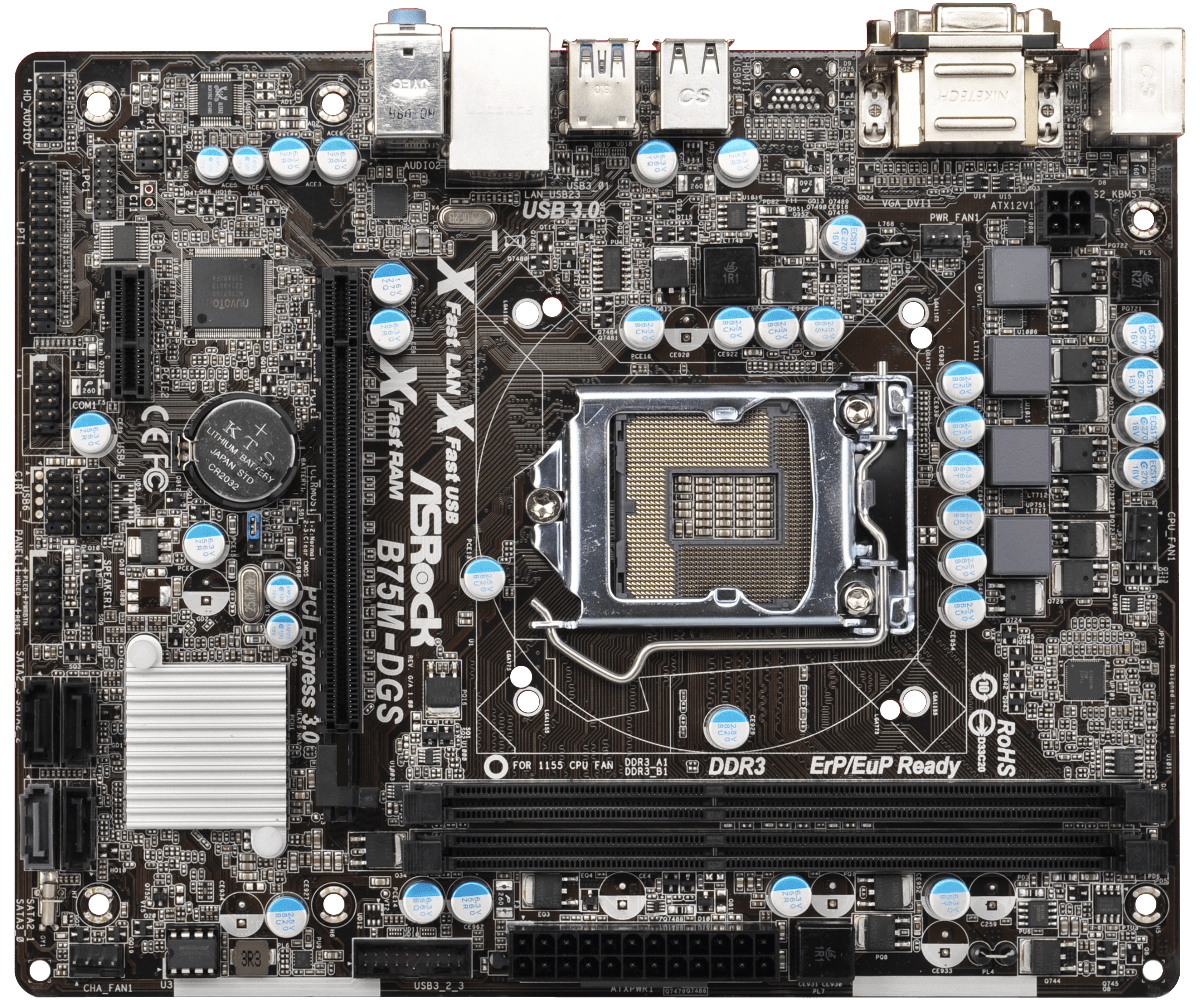 ＜中古＞マザーボードAsRock B75M-DGS R2.0 + CPU Core i3-3220 + メモリ4GB + ビデオカード Asrock B75M-DGS R2.0 B75 LGA 1155 Micro-ATXマザーボード