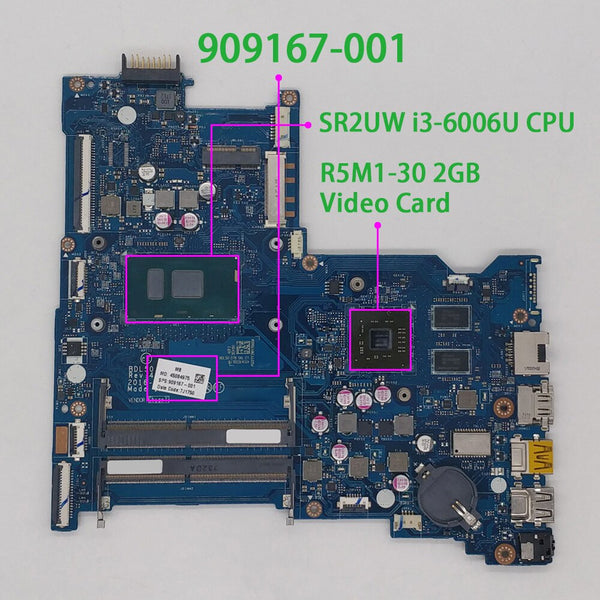 StoneTaskin for HP 15-AY Series Laptop Motherboard 909167-001 909167-501 909167-601 BDL50 LA-D704P I3-6006U CPU w 216-0867071 GPU 100% Tested